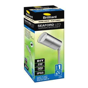 Brilliant SEAFORD 5W 3000K MR16 LED Garden Spotlight, Chrome