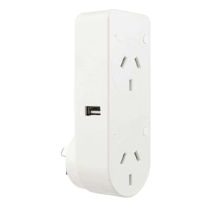 Brilliant CANNES Smart WiFi Double Plug with USB-A and USB-C Chargers, White