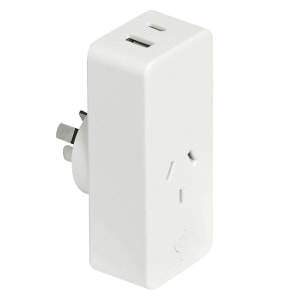 Brilliant CANNES Smart WiFi Single Plug with USB-A and USB-C Chargers, White