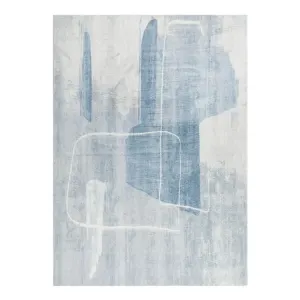 DreamWeaver Oasis Machine Washable Rug, Abstract Blue, 200x290cm