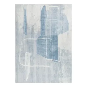 DreamWeaver Oasis Machine Washable Rug, Abstract Blue, 120x170cm