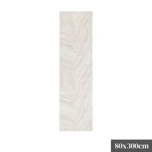 DreamWeaver Toscana Geo Lines Rug, Beige Cream, 80x300cm