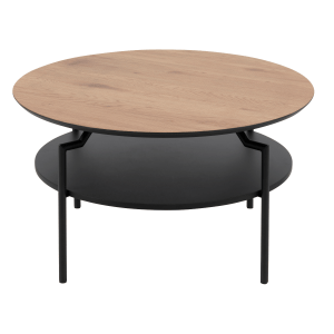 Hjem Design Gina Round Coffee Table, Natural & Black