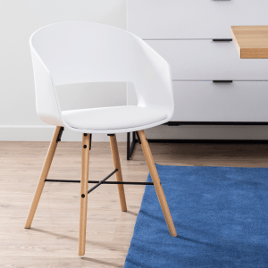 Hjem Design Milly Dining Chair with Armrest, Set of 2, White