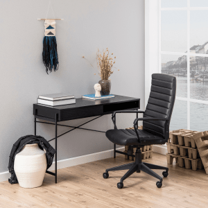 Hjem Design August Rectangular Office Desk, Black