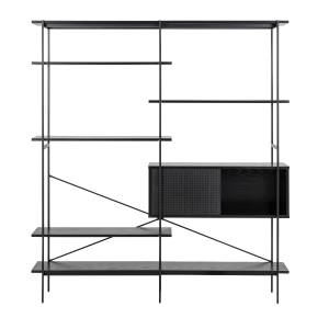 Hjem Design August Shelving Unit, Black, 172x27x188cm