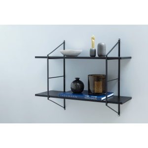 Hjem Design Cardiff Rectangular Wall Shelf, Small, Black