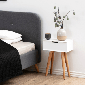 Hjem Design Mitra Bedside Table with Solid Legs