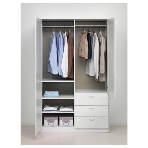 IKEA MUSKEN Wardrobe with 2 doors 3 drawers 124x60x200cm White