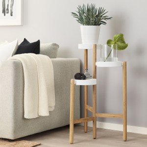 IKEA SATSUMAS Plant stand 78cm Bamboo, White