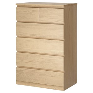 IKEA MALM Chest of 6 Drawers 80x123cm White stained oak veneer