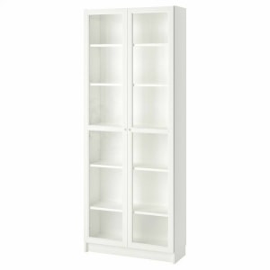 IKEA BILLY/OXBERG Bookcase With Glass Door, 80x30x202cm, White