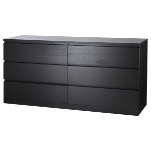 IKEA MALM Chest of 6 Drawers 160x78cm, Black-brown