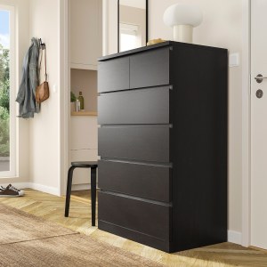 IKEA MALM Chest of 6 Drawers 80x123cm, Black-brown
