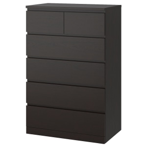 IKEA MALM Chest of 6 drawers 80x124cm Black-brown