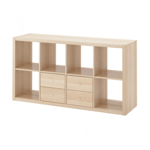 IKEA KALLAX Shelving unit with 2 inserts 147x77CM White Stained Oak Effect