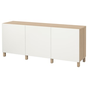 IKEA BESTA Storage Combination W Doors, White Stained Oak Effect,Lappviken White