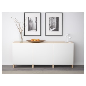 IKEA BESTA Storage Combination W Doors, White Stained Oak Effect,Lappviken White