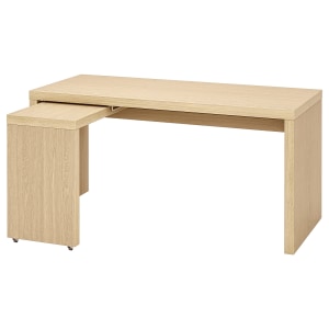 IKEA MALM Desk with Pull-Out Panel 151x65CM White Stained Oak Veneer