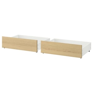 IKEA MALM Bed storage box, for high bed Frame 200cm/ 2 pack, White Stained Oak Veneer