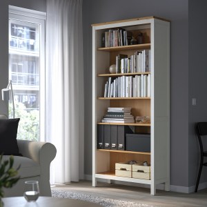 IKEA HEMNES Bookcase 90x198cm, White Stain, Light Brown