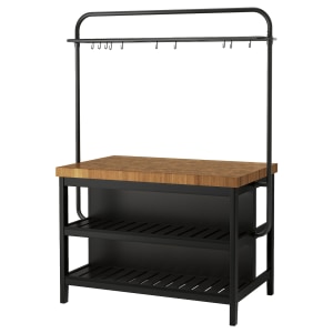 IKEA VADHOLMA Kitchen Island with Rack 126x79x225CM Black, Oak