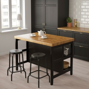 IKEA VADHOLMA Kitchen Island 126x79x90cm, Black, Oak