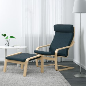 IKEA POANG Armchair, Birch Veneer, Hillared Dark Blue