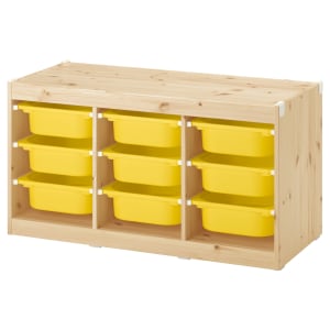 IKEA TROFAST Storage combination w/ boxes light white stained pine,yellow