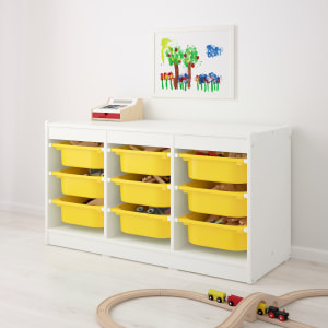 IKEA TROFAST Storage combination with boxes 99x44x55CM white, yellow