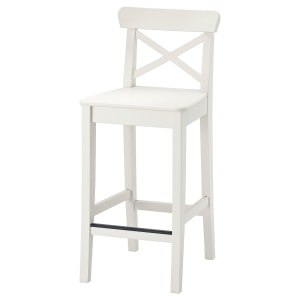 IKEA INGOLF Bar Stool W Backrest 63CM WHITE