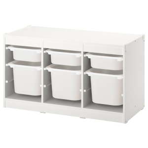 IKEA TROFAST Storage Combination With Boxes 99x44x55CM White, 6 White Boxes