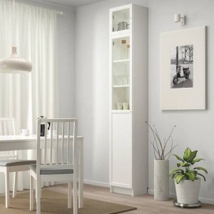 IKEA BILLY OXBERG Bookcase, 40x30x237cm, White, Glass