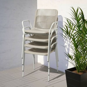 IKEA TORPARO Chair with armrests, in/outdoor, white/beige