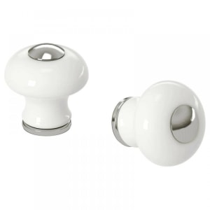 IKEA HISHULT Round knob, ceramic white 23 mm/2 pack