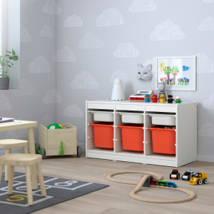 IKEA TROFAST Storage Combination, White, White Orange 99x44x55 cm