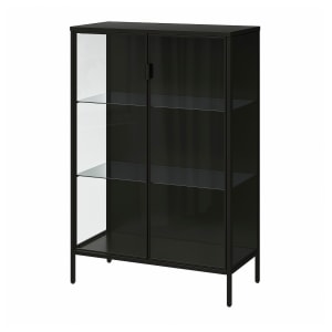 IKEA RUDSTA Glass Door Cabinet, Anthracite, 80x37x120 cm