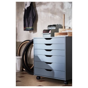 IKEA ALEX Drawer Unit on Castors 67x66cm, Grey-turquoise