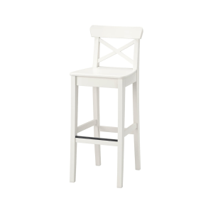 (Part) IKEA INGOLF Bar stool with backrest, white, 74cm