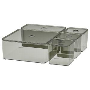 IKEA VISSLAAN Box with lid, set of 5, grey