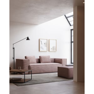 Kave Home BLOK 3-Seat Sofa, Corduroy, Pink