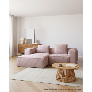 Kave Home Blok 4-Seat Modular Sofa with Left Chaise, Corduroy, Pink