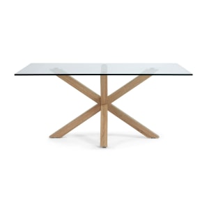 Kave Home ARGO Dining Table, Clear & Natural, 1.8m