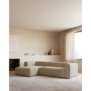 Kave Home BLOK 4-Seat Modular Sofa with Left Chaise, Beige