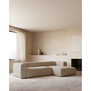 Kave Home BLOK 4-Seat Modular Sofa with Right Chaise, Beige