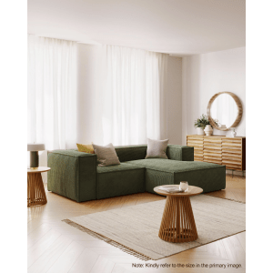 Kave Home BLOK 4-Seat Modular Sofa with Right Chaise, Corduroy, Green