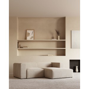 Kave Home BLOK 2-Seat Modular Sofa with Right Chaise, Beige