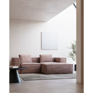 Kave Home Blok 2-Seat Modular Sofa with Right Chaise, Corduroy, Pink