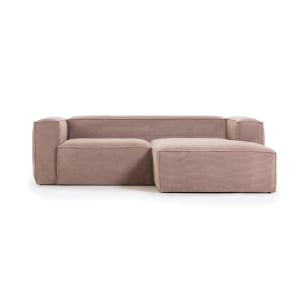 Kave Home Blok 2-Seat Modular Sofa with Right Chaise, Corduroy, Pink