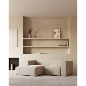 Kave Home BLOK 2-Seat Modular Sofa with Left Chaise, Beige